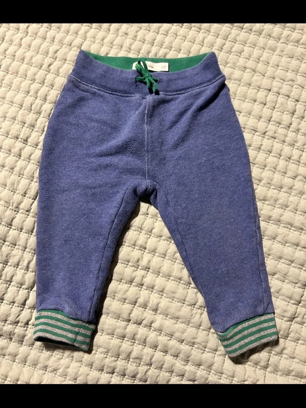 Baby Boden Blue Sweatpants with Green Accents